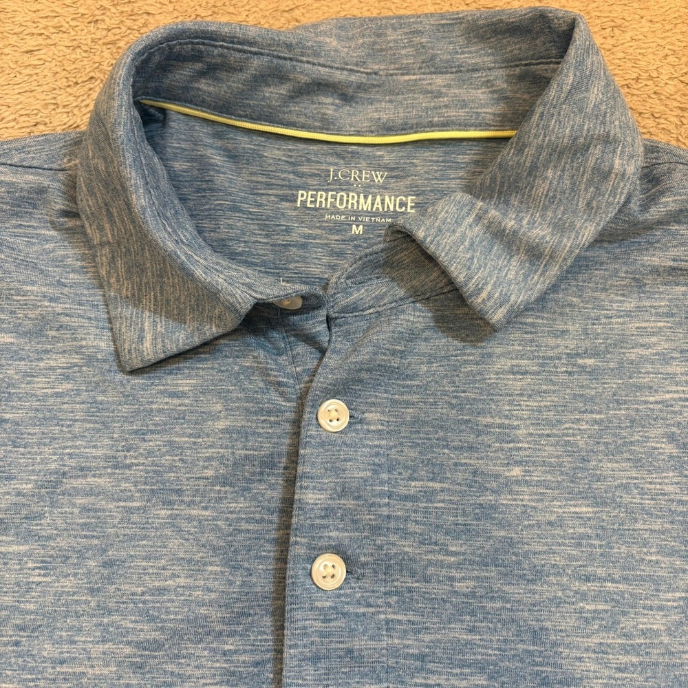 J.Crew Performance Polo Shirt Mens Medium Blue Space Dye Stretch Golf Preppy